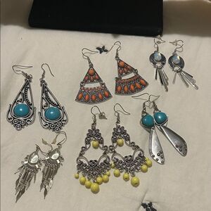 Silver custom earrings and Turquoise Earrings Set